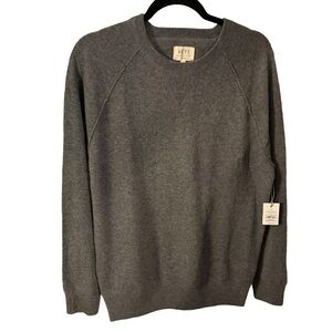 AE77 Men’s 100% CASHMERE Crewneck Sweater gray long sleeves Sz M NWT